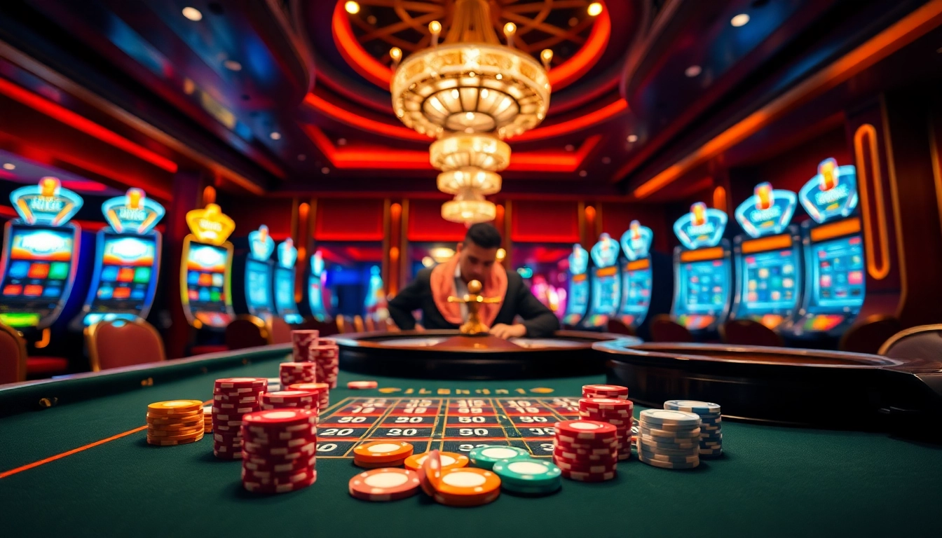 i9bet casino table featuring vibrant chips and modern gaming equipment for players