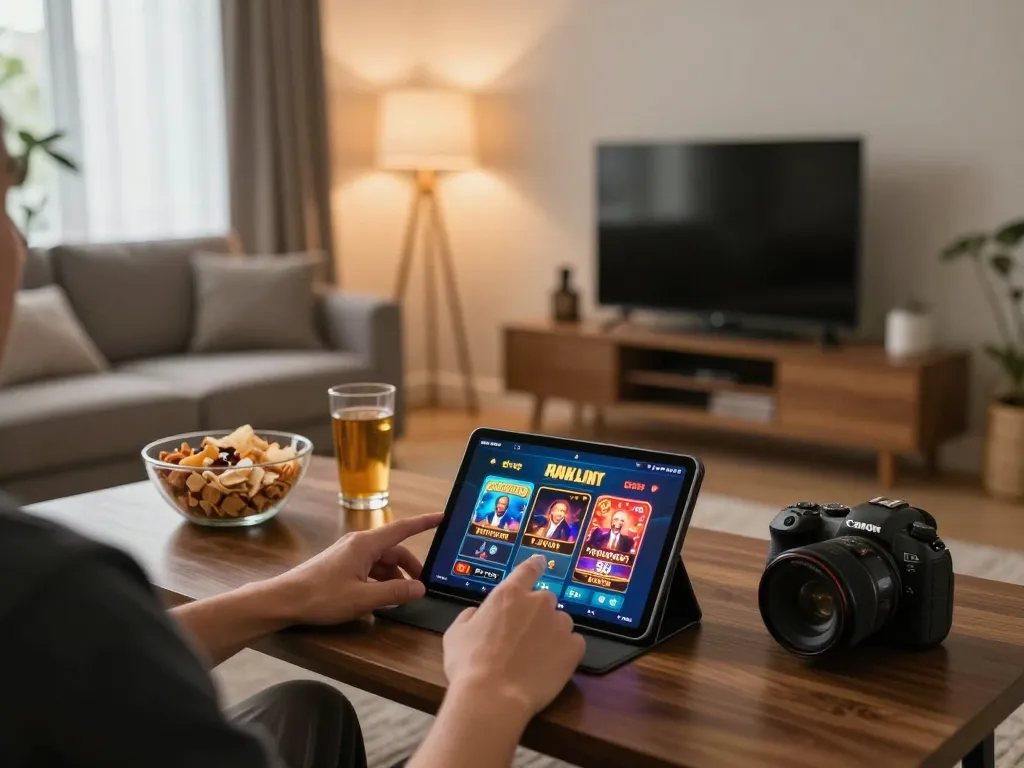 CK444 online gaming setup showcasing a player actively engaged in a casino app on a tablet
