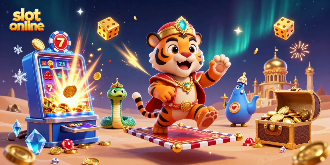 Mainkan slot online dengan mesin slot mendebarkan menampilkan jackpot cerah dan simbol beruntun yang menarik.