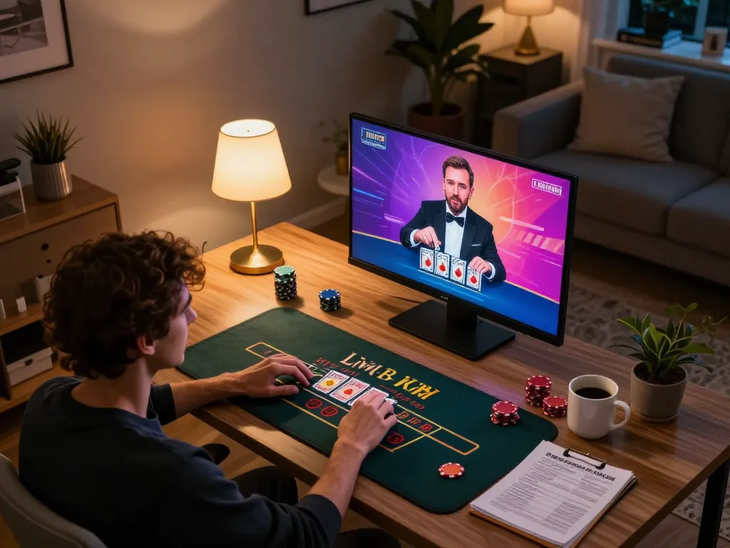 Play blackjack on xx88 platform from the comfort of home setup, dynamic online gaming scene with engaged player