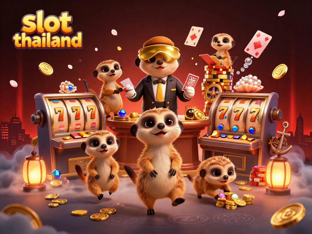 Experience the excitement of slot thailand with lively meerkats managing a vibrant casino.