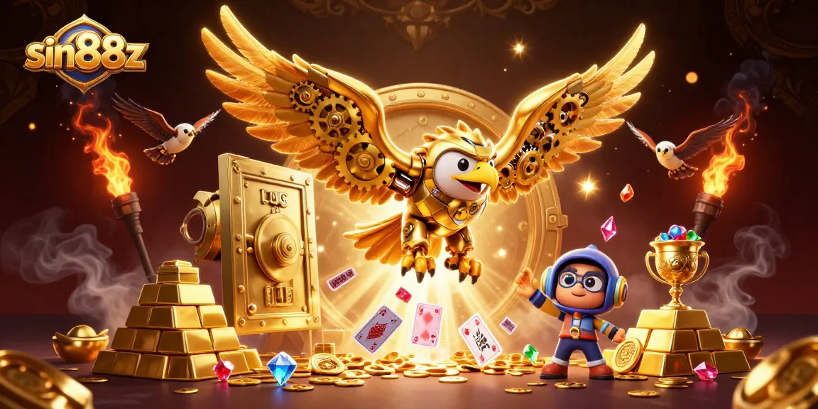 Experience excitement with sin88z as the golden eagle dives through holographic cards.