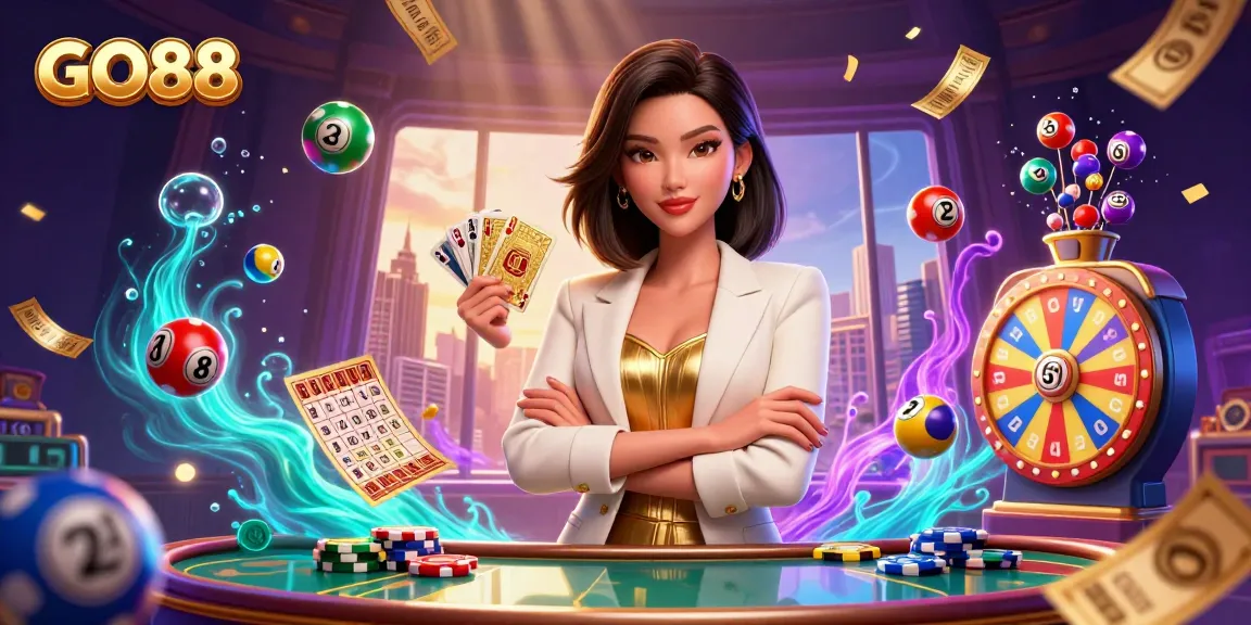 Experience thrilling gameplay at GO88 with vibrant lottery balls and casino elements illustrating an exciting betting atmosphere.
