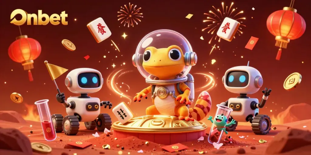 Engage in exciting games on Onbet, exploring a golden Martian casino.