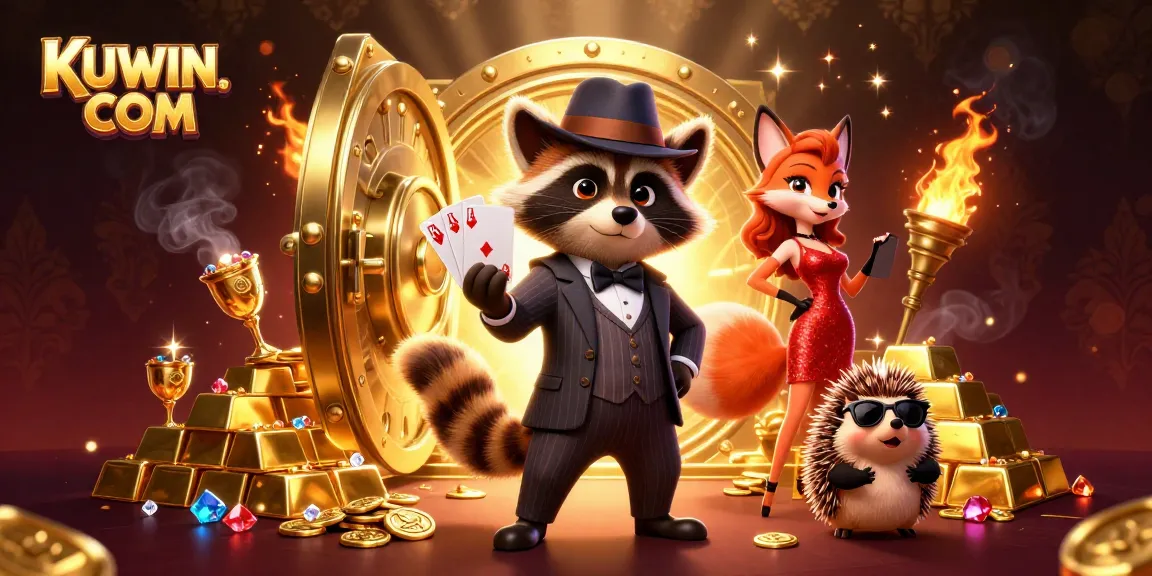Experience the dynamic world of KUWIN. COM with characters celebrating a grand casino victory.