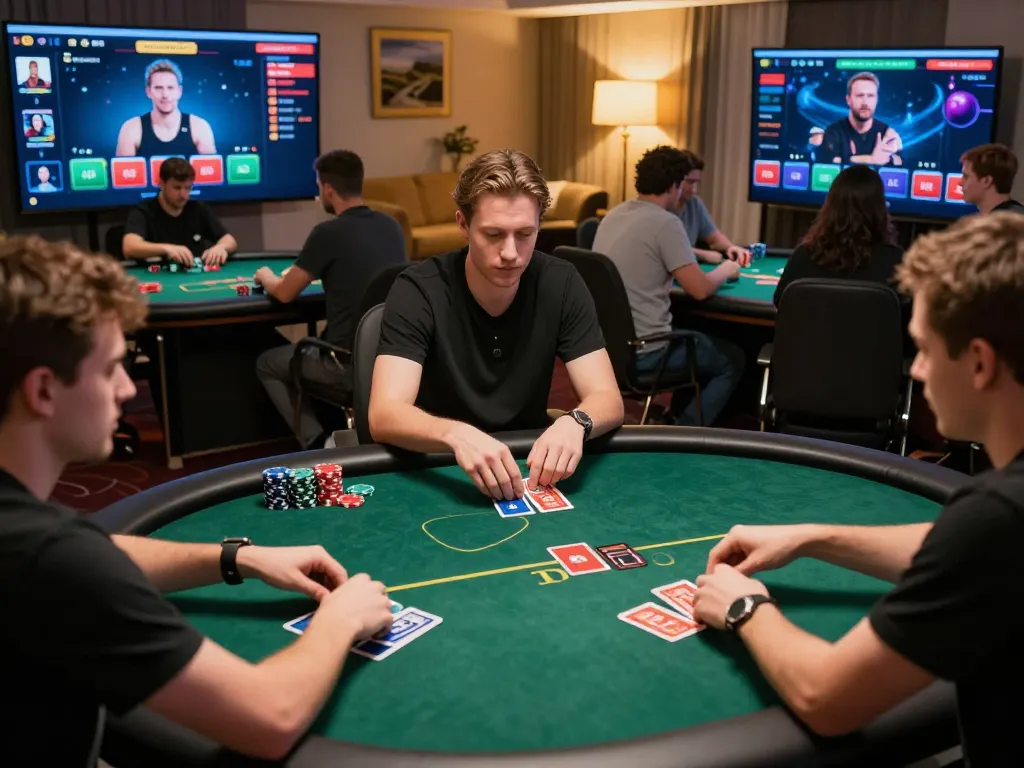 Players engaging in exciting AU88 online poker gameplay with animated cards and chips.
