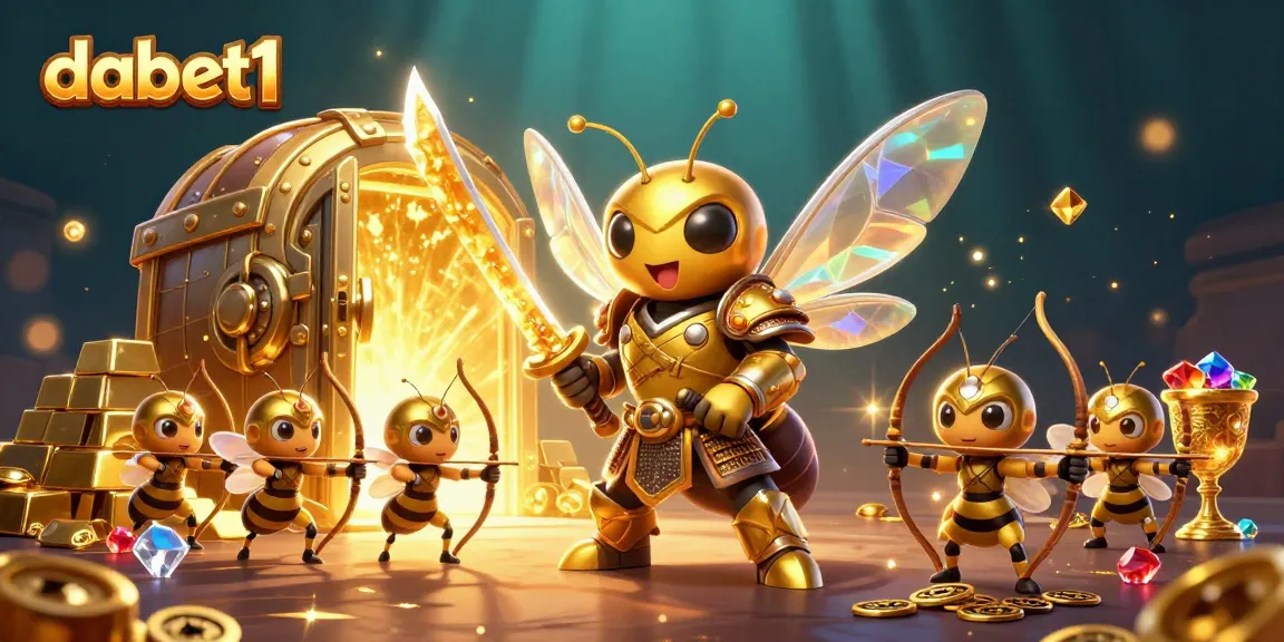 dabet1 showcases a vibrant and dynamic casino scene with a golden hornet in samurai armor.