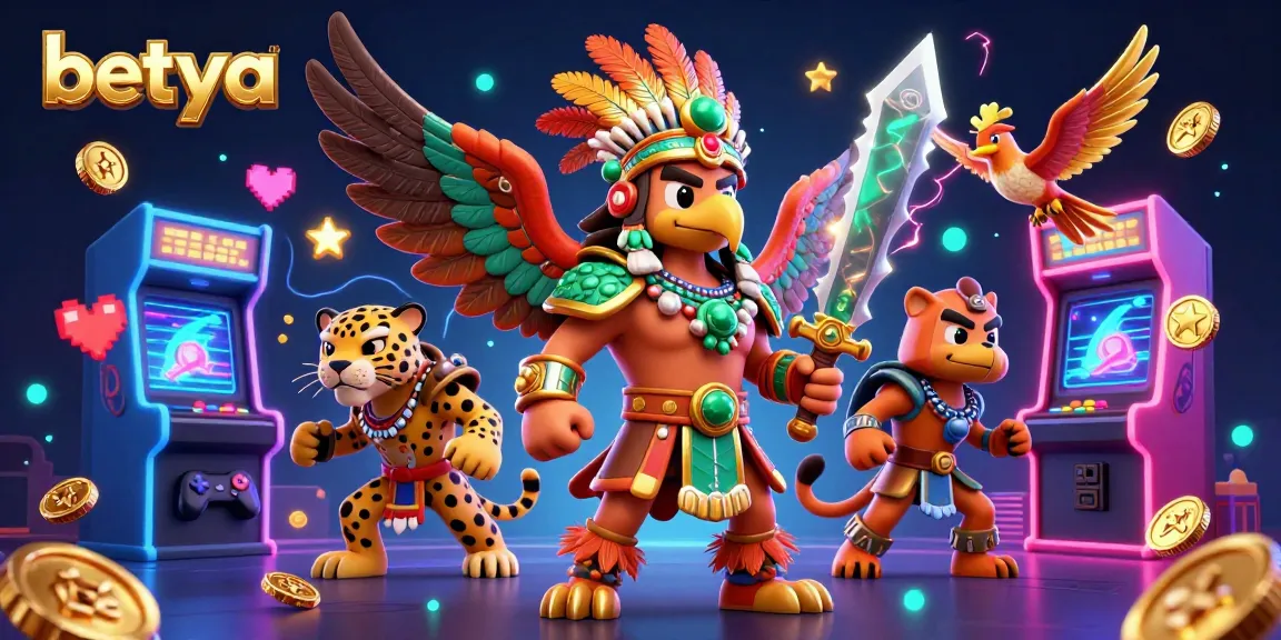 Engage in the thrilling atmosphere of betya with an Aztec warrior eagle and gaming elements