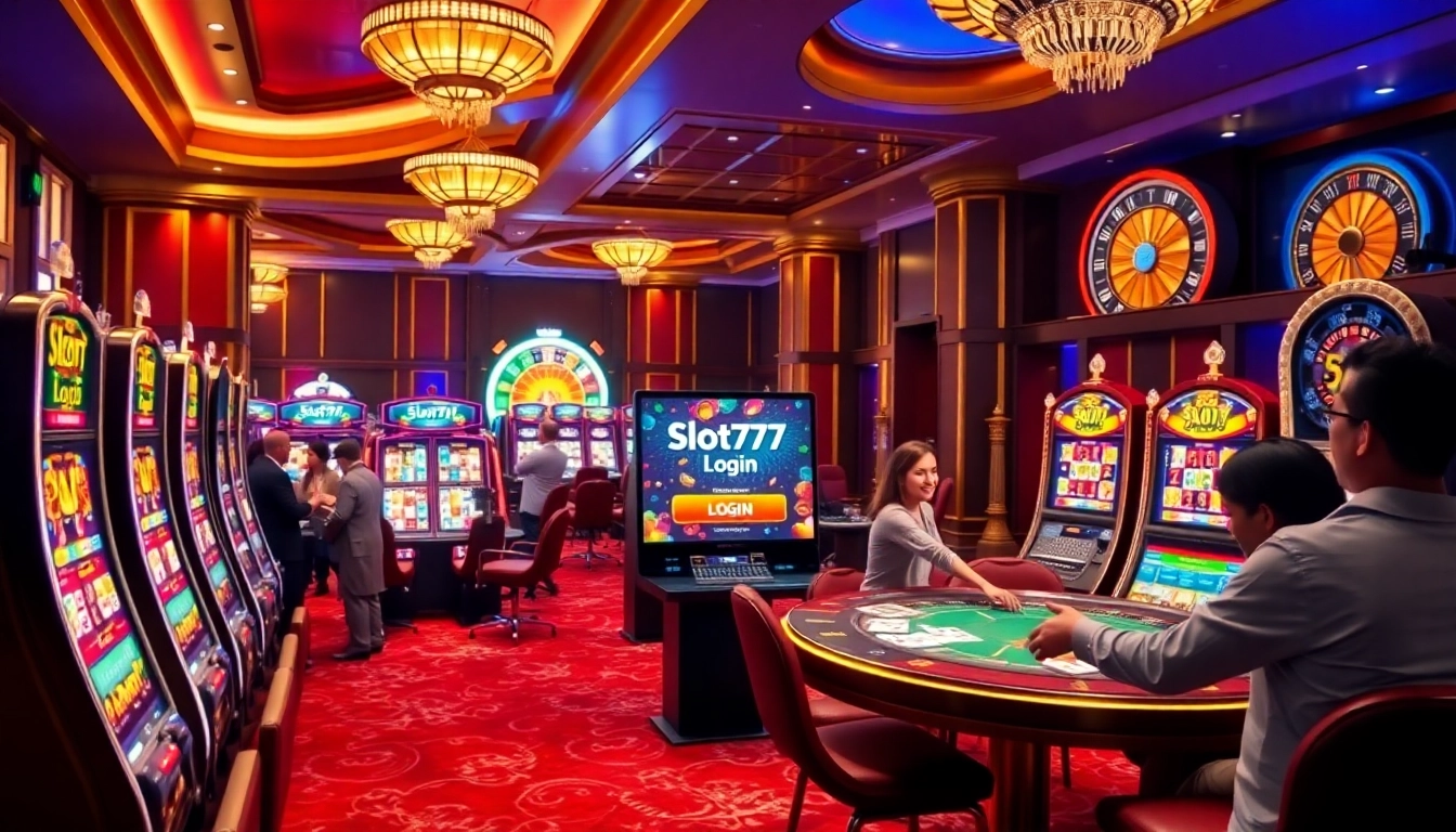 Engaging players experiencing the Slot777 login excitement at a vibrant casino.