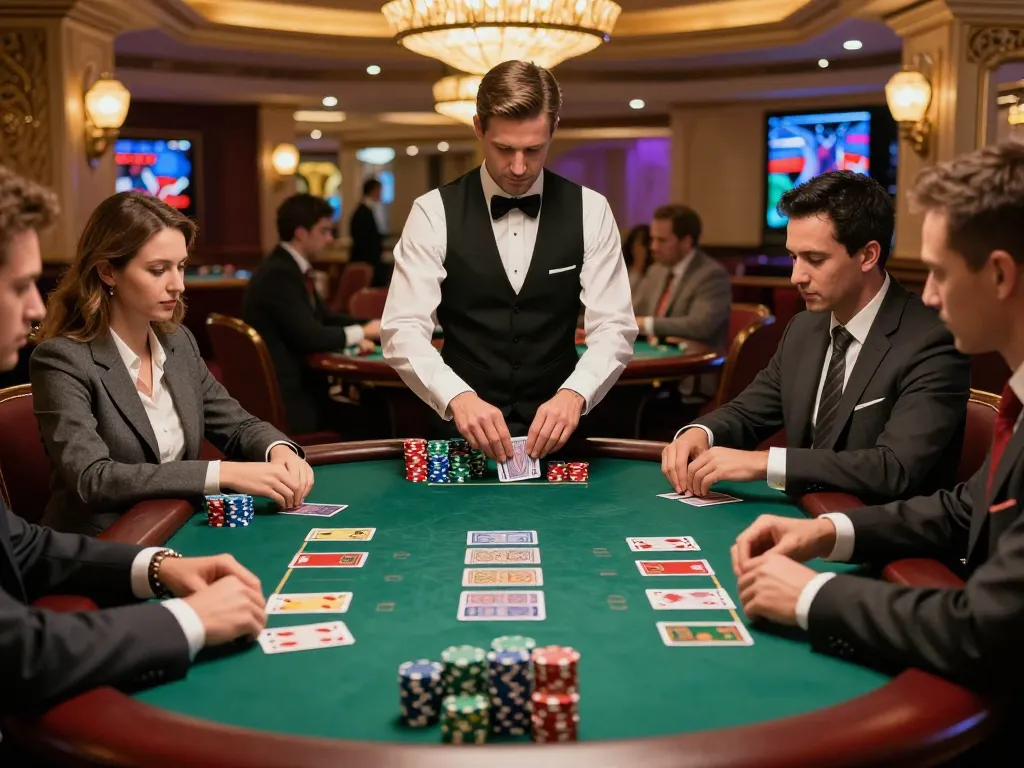 SIN88 blackjack players intensely strategizing their moves at a high-stakes table.
