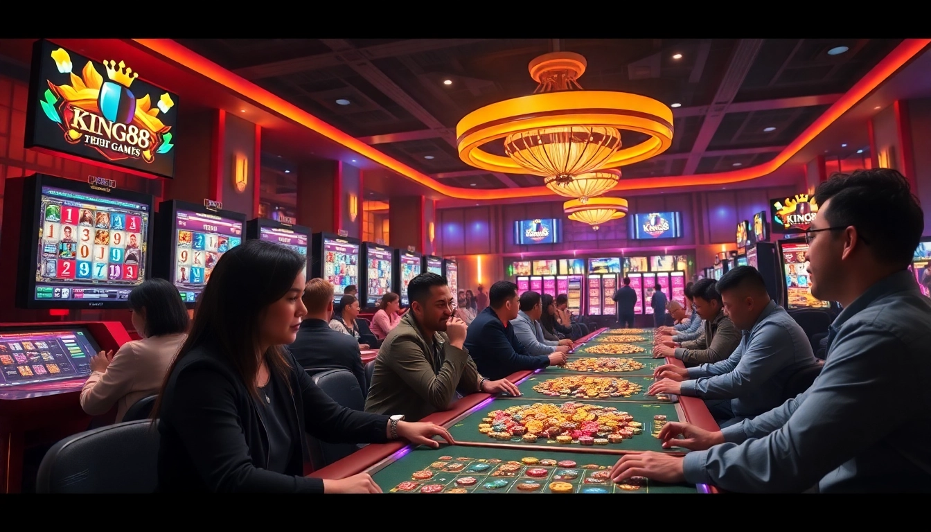 Experience the thrill of king88 with diverse players enjoying high-stakes games in a modern online casino.