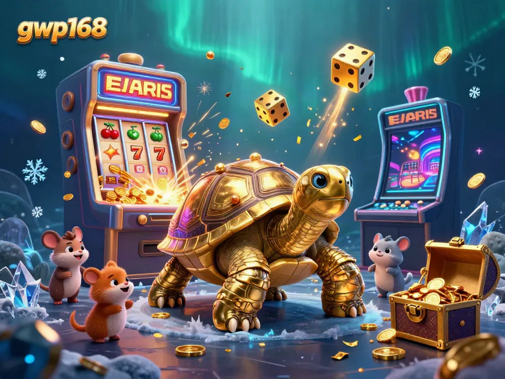 Menangkan jackpot dengan gwp168 dalam mesin slot yang memukau, dikelilingi oleh koin berkilauan dan karakter bahagia.