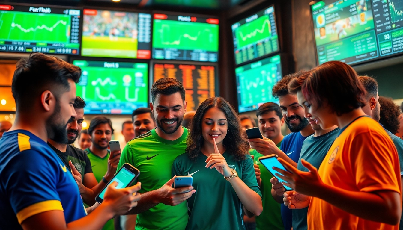 Kèo nhà cái 5 showcased in a lively sports bar with fans excitedly analyzing live betting odds