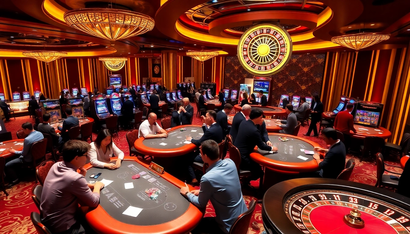 Gambler enjoying action at Thabet Casino with vibrant slot machines and poker tables.