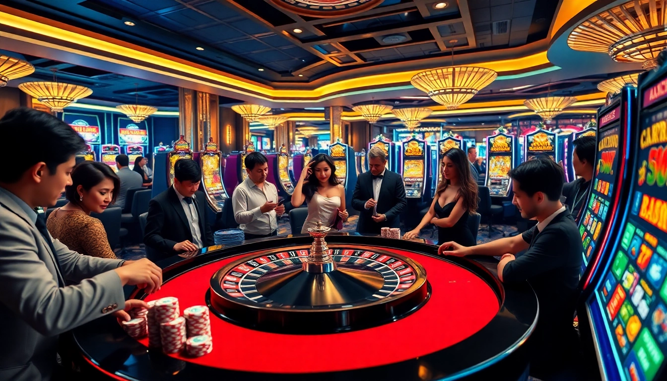 Experience winning with the garuda slot at a vibrant casino table bustling with excitement.