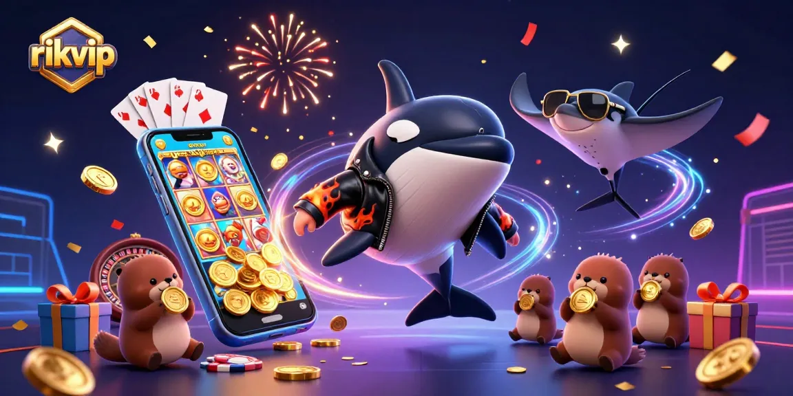 Experience thrilling gameplay at rikvip with vibrant cartoon characters celebrating wins in a dynamic casino setting.