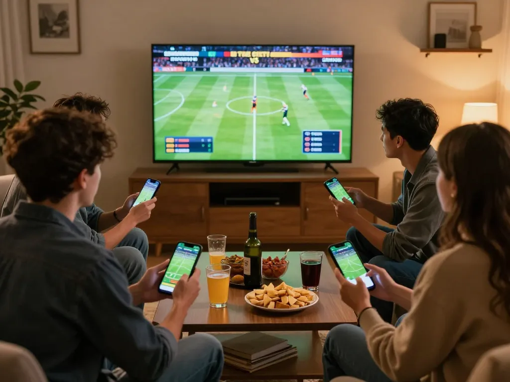 Engaging friends enjoying live sports betting at https://rr888.shopping/, showing excitement and strategy.