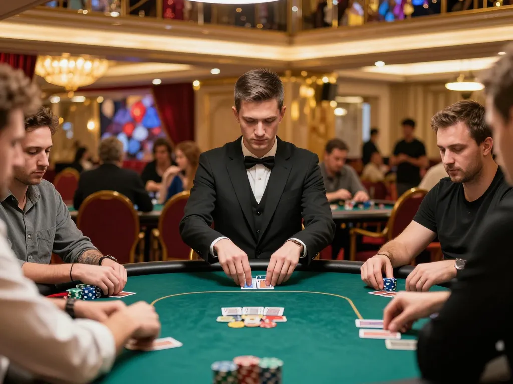 megaplus88 players engaged in a high-stakes poker game with intense focus and strategic gameplay.