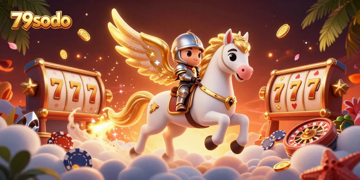Experience thrilling action at 79sodo as the magical horse and knight navigate a vibrant casino world filled with games and excitement.