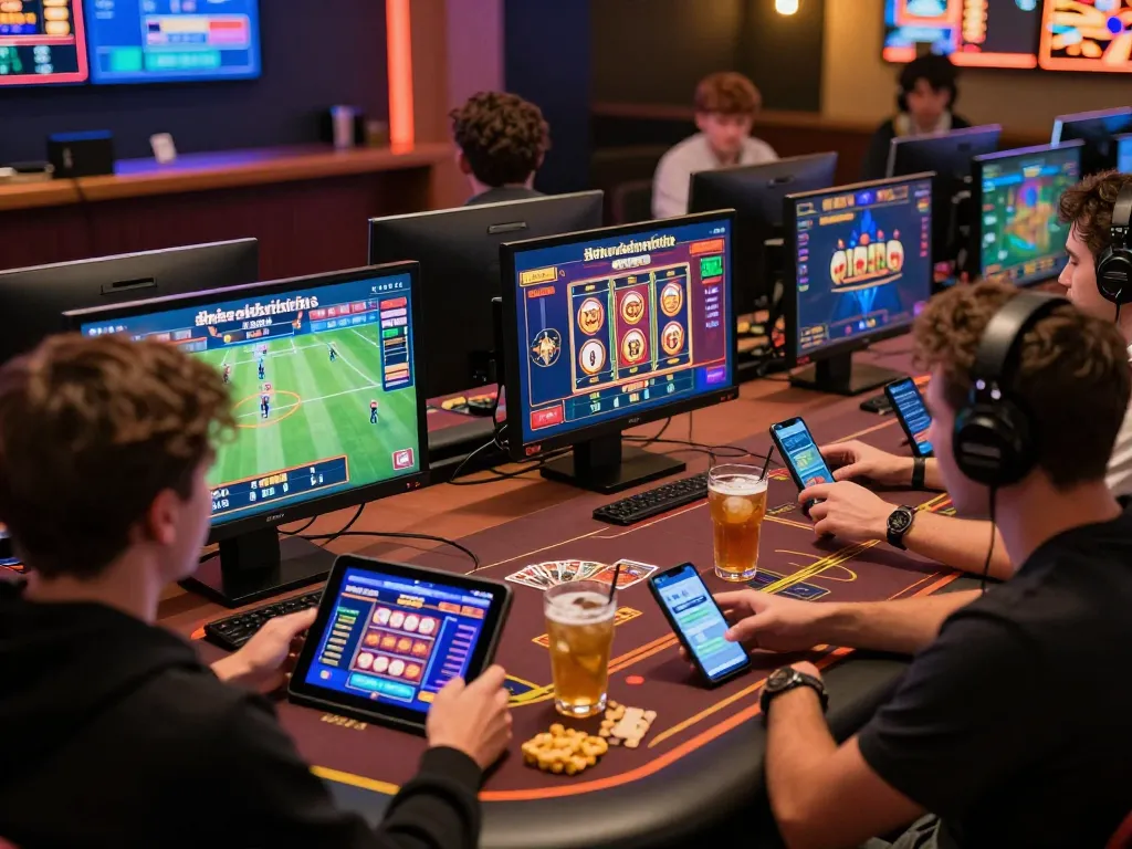 Exciting gaming atmosphere at Nhà Cái Kuwin with players enjoying diverse betting activities in a modern setting.