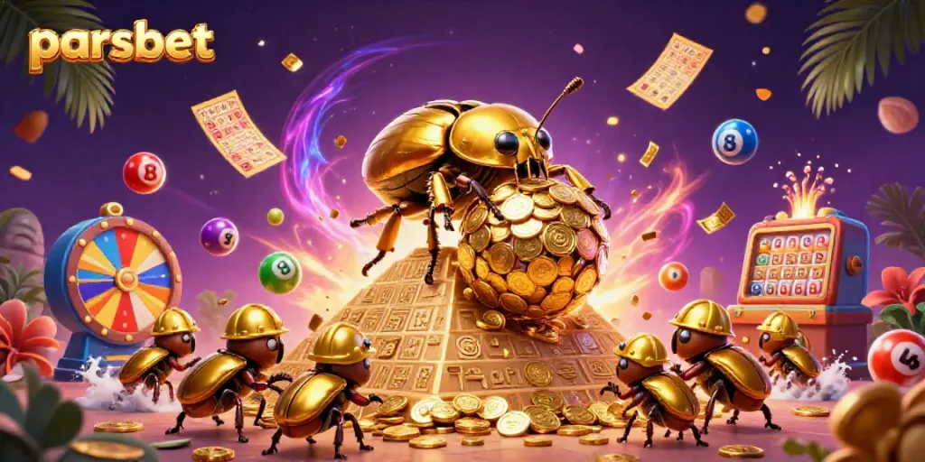 parsbet ile altın madeni güve ve casino ögeleriyle dolu gösterişli sahne.