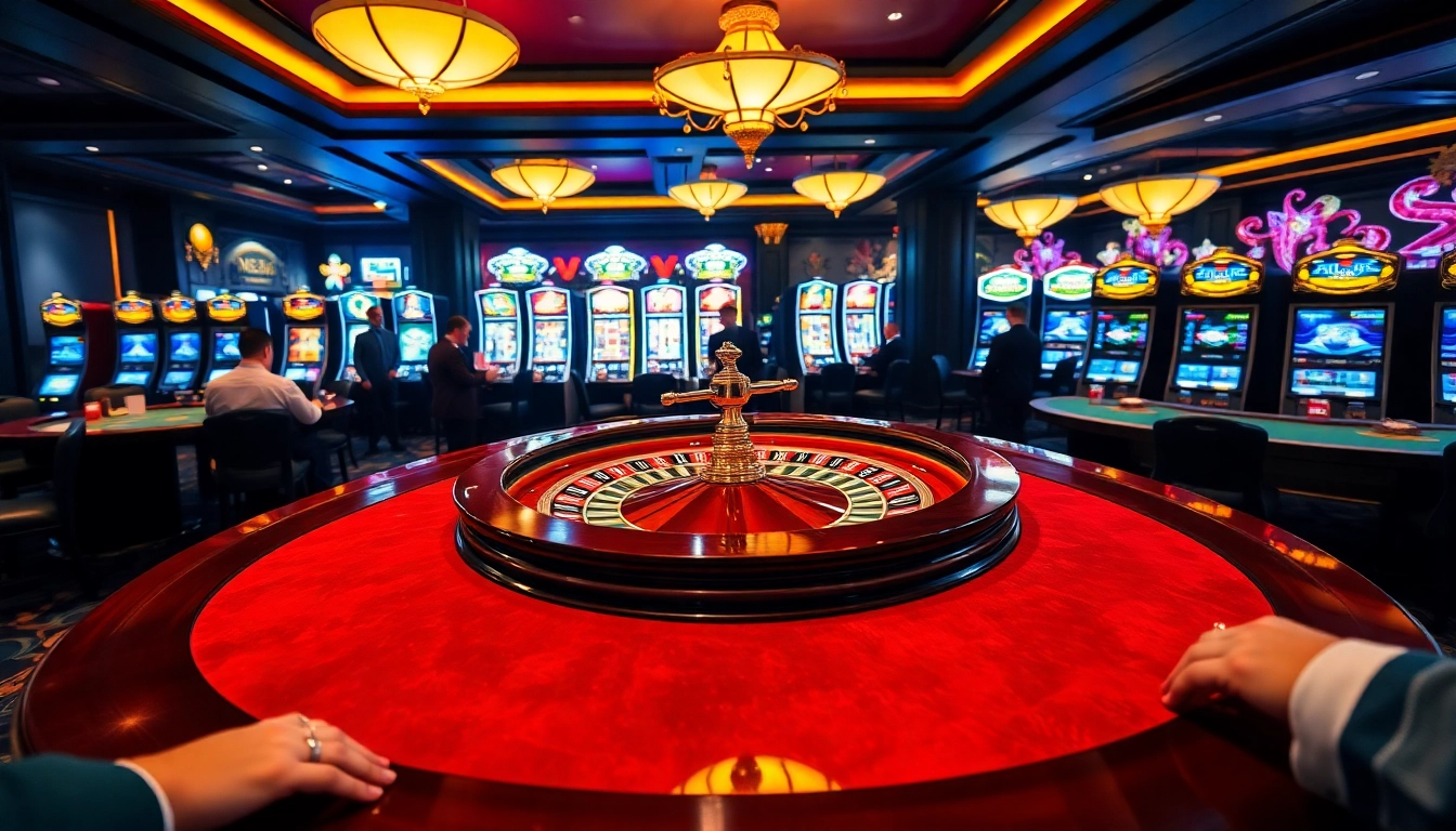 Players enjoying a thrilling casino experience at https://www.bdtk66.my/ with vibrant roulette and poker games.