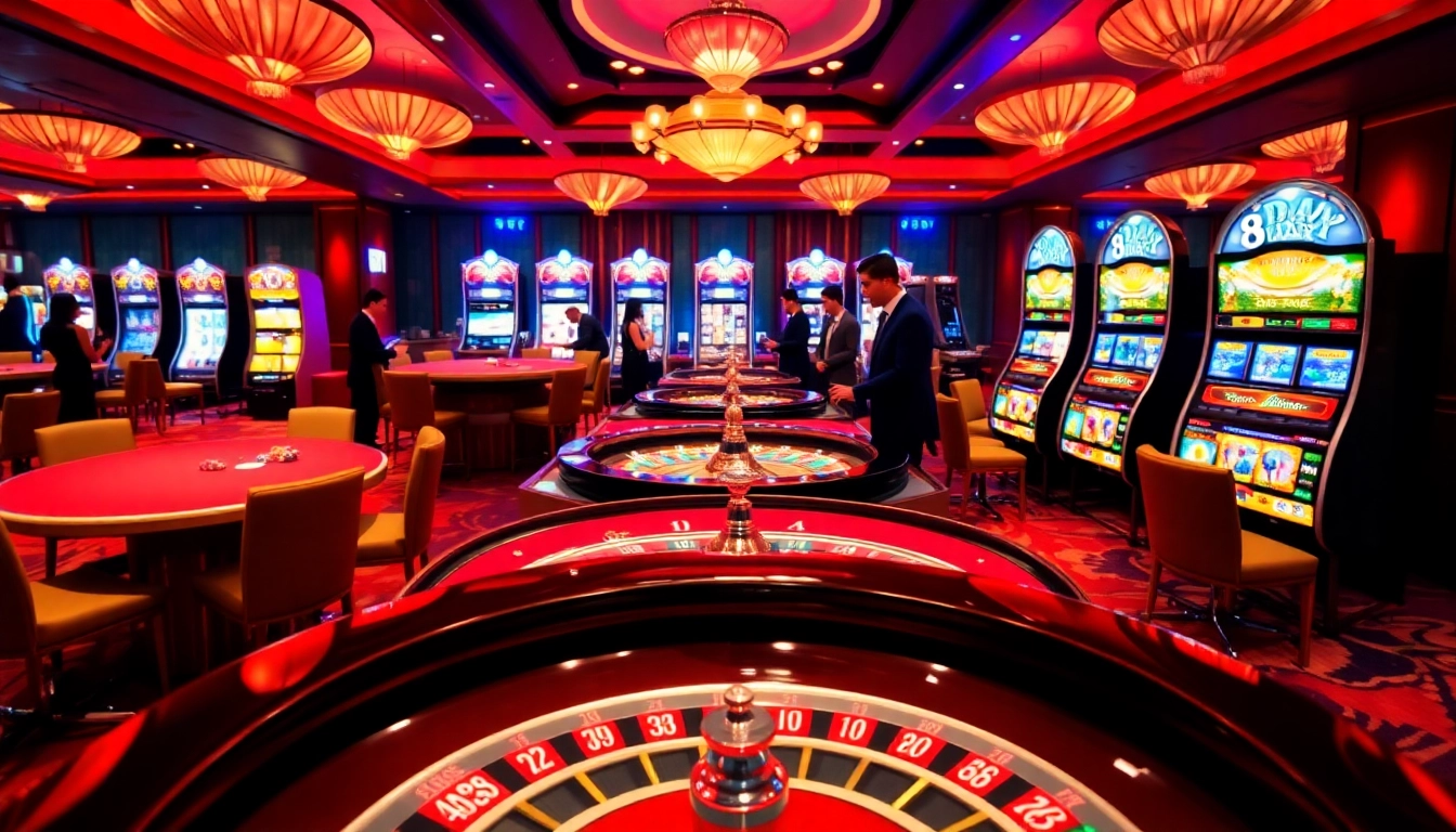 Experience the excitement of 8DAY with vibrant casino tables and thrilling gambling action.