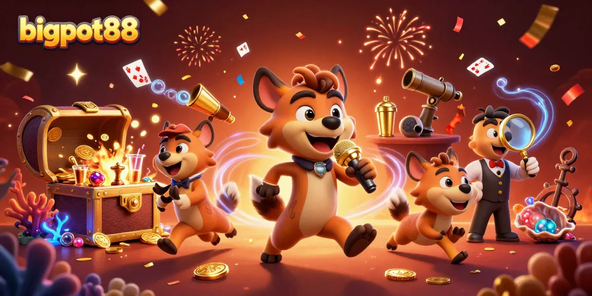 bigpot88 hyenas running a comedy casino club, showcasing vibrant 3D characters and gaming elements