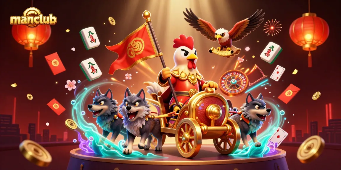 Engage with thrilling gambling at manclub, featuring a rooster warlord in an exciting casino scene.