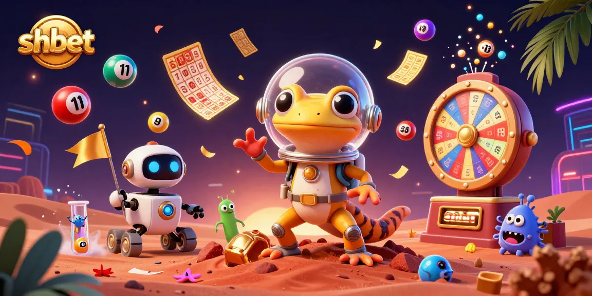 Experience shbet's thrilling casino games in a vibrant 3D animated scene with unique characters and elements.