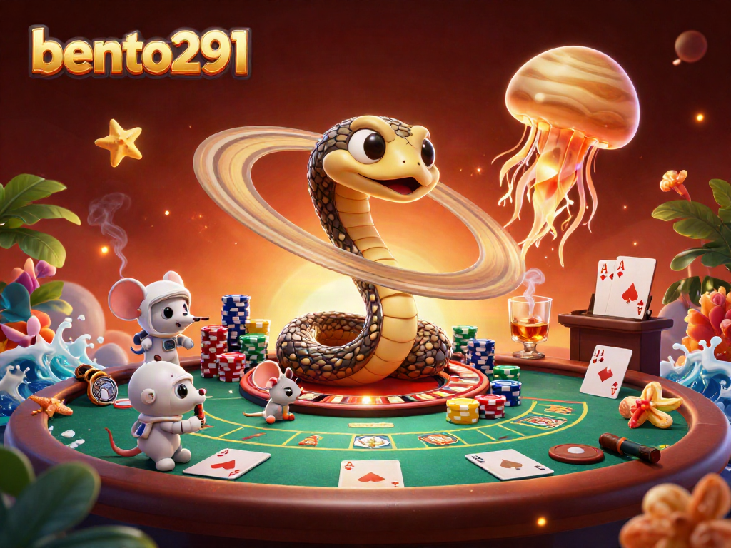 Bento291 engages players with an exciting cosmic casino experience featuring a roulette snake and astronaut mice betting