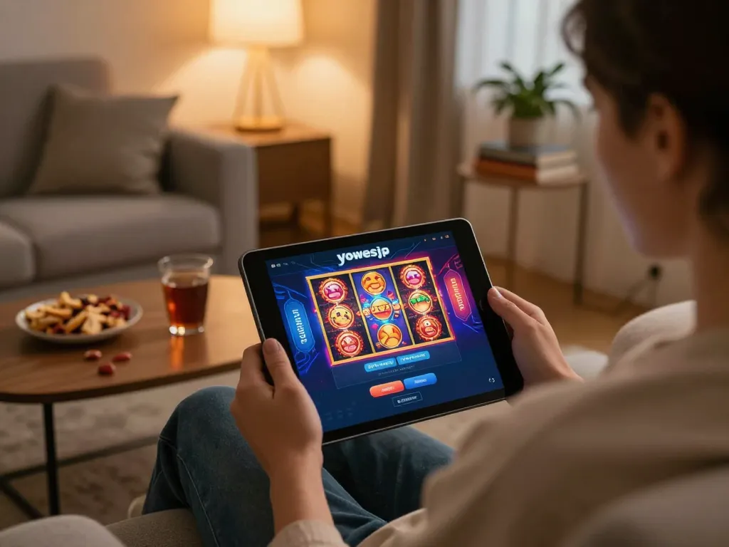 Using the yowesjp login on a tablet for online casino gaming while relaxing at home