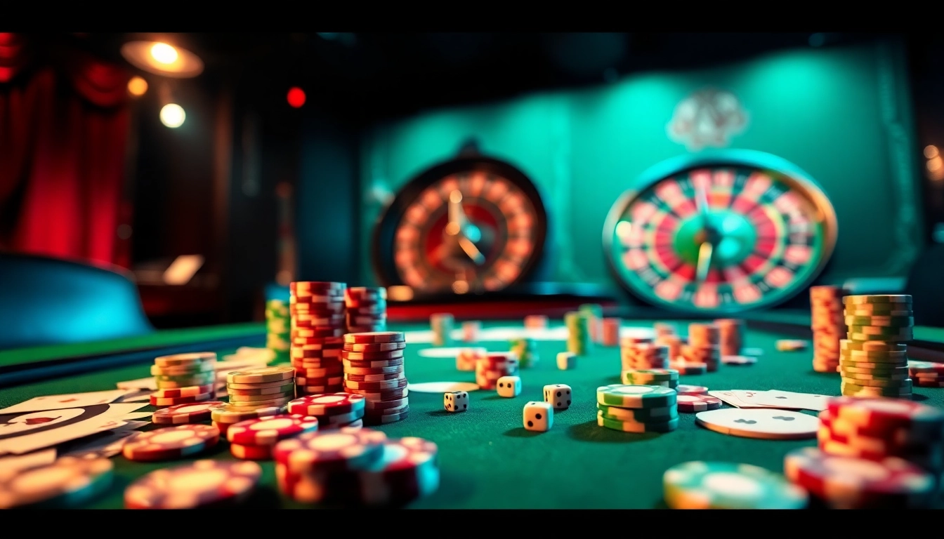 Players enjoying a thrilling game night at bet88.com, featuring vibrant casino tables and engaging poker action.