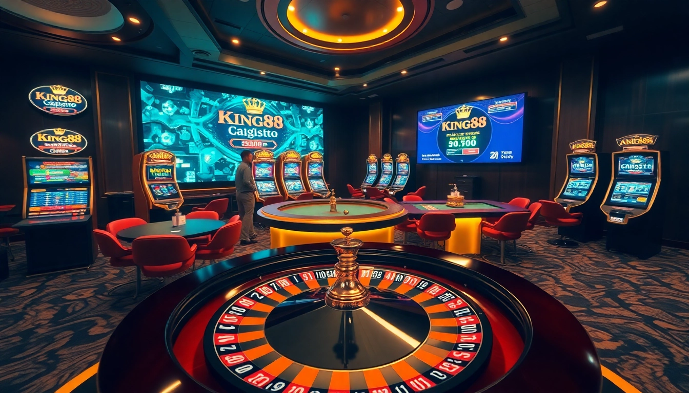 Engage in thrilling online gaming at https://king88.limited/ featuring casino tables and vibrant slot machines.