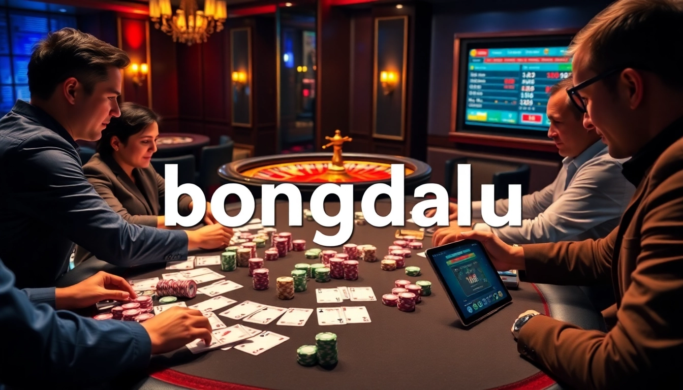 Bongdalu enhances poker gameplay with strategic insights in a luxurious casino setting.