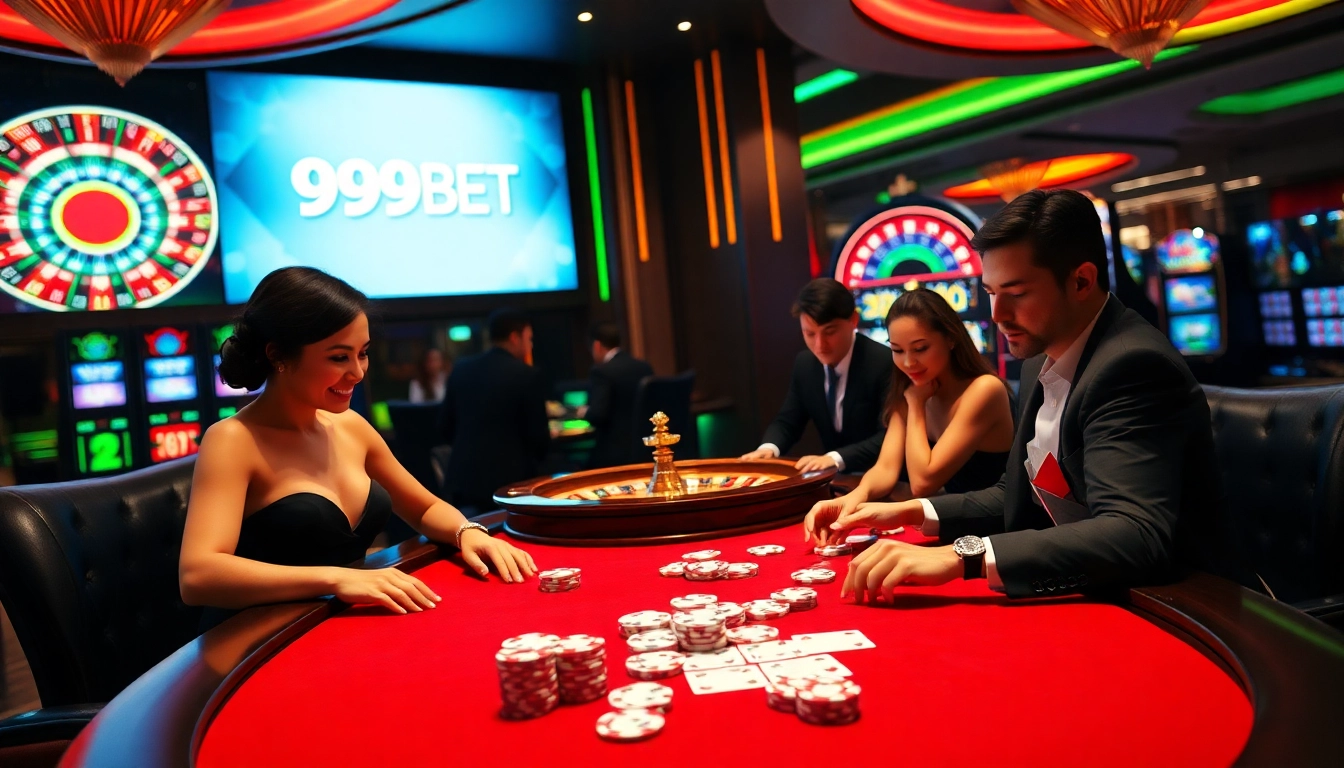 Experience the thrill of gambling at 999BET with vibrant casino tables and exciting games.