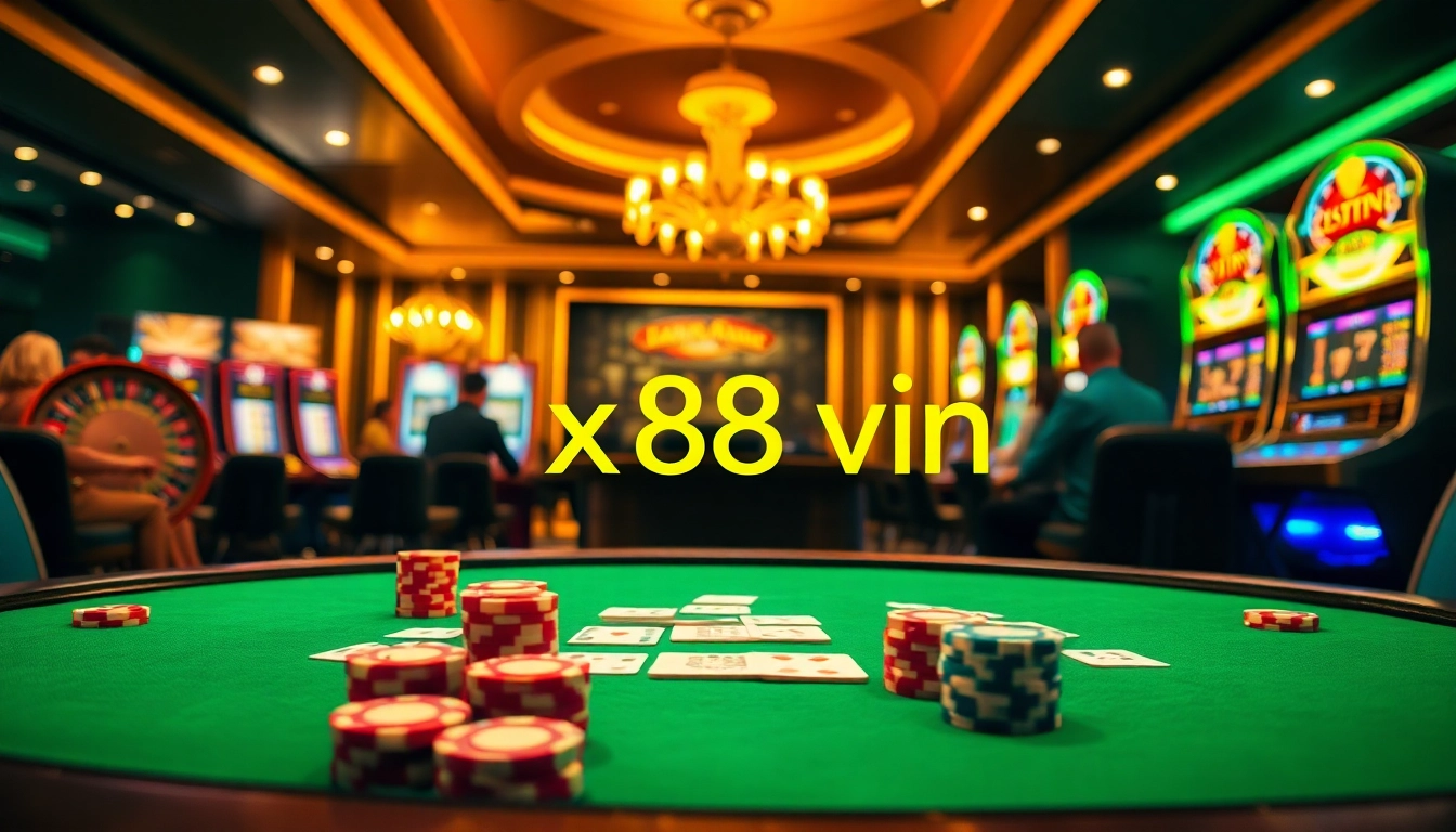 Experience a thrilling poker game at xx88 vin with vibrant chips and cards on a luxurious table.