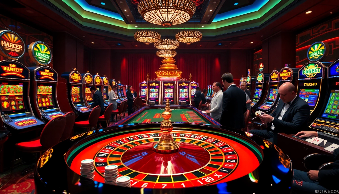 Experience the thrill of high-stakes gaming at RR99 COM with vibrant roulette tables and engaged players.